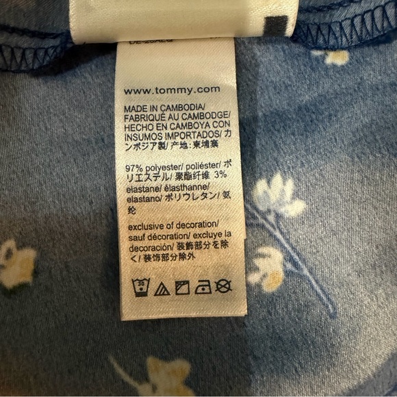 Tommy Hilfiger Ruffle Hem Flutter Sleeve Floral Print Shift Dress Navy Blue Sz M - Picture 13 of 16